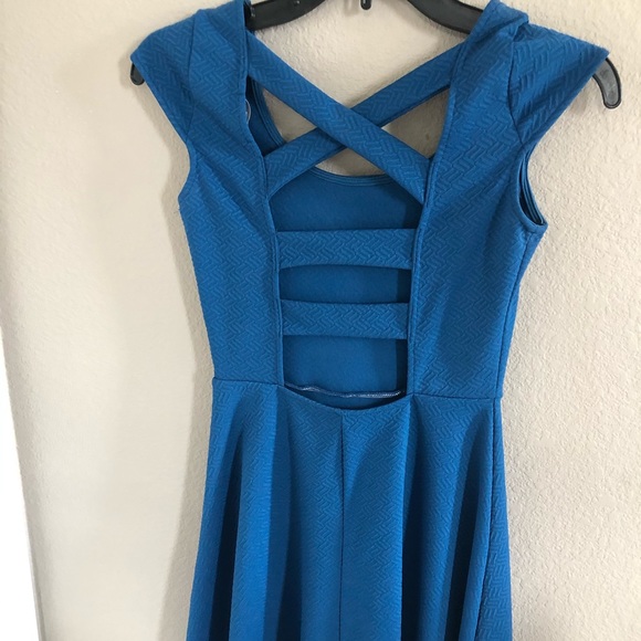 Blue Open Back Mini Dress - Picture 4 of 5